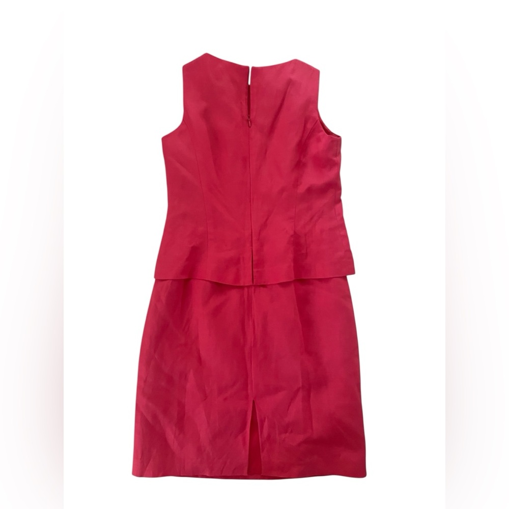 Jessica Howard Elegant Coral Red‎ Linen Sleeveless Mini Embroidered Dress 4P - Picture 5 of 8